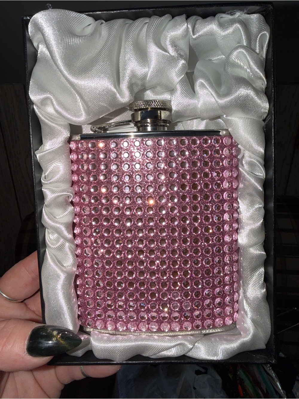 Crystal-Embellished Pink Hip Flask